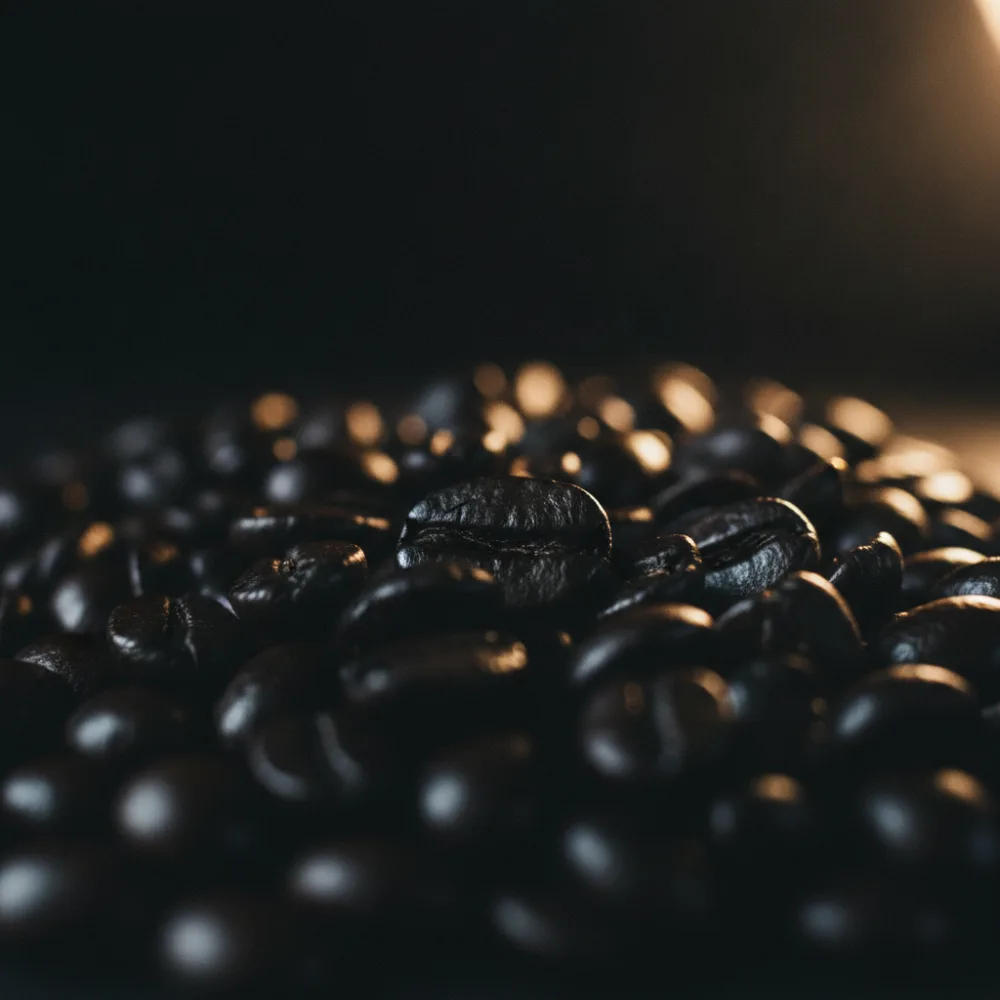 Macro of fresh roasted coffee beans
